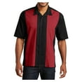 thumbnail image 1 of Yellow Rooster Men's Retro Camp shirt Cuban Style Bowling Shirt Black/Red L, 1 of 6
