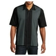 thumbnail image 1 of Yellow Rooster Men's Retro Camp shirt Cuban Style Bowling Shirt Black/Steel Grey XL, 1 of 6