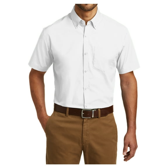 Yellow Rooster Men's Short Sleeve Carefree Poplin Shirts White 4XL