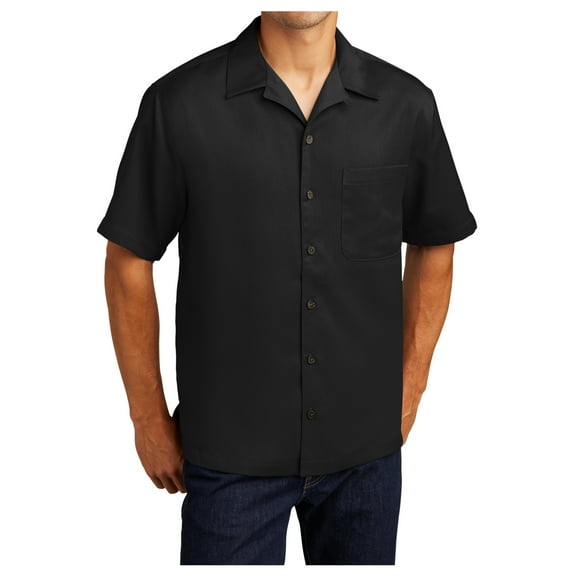 Yellow Rooster Men's Short Sleeve Easy Care Camp Male Shirt Black 4XL