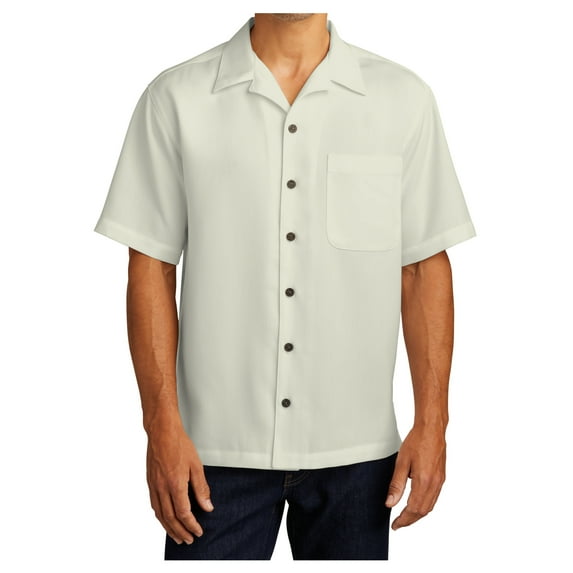 Yellow Rooster Men's Short Sleeve Easy Care Camp Male Shirt Ivory 2XL