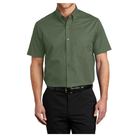 Yellow Rooster Men's Short Sleeve Easy Care Shirt Clover Green 4XL