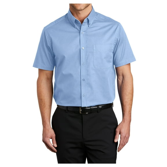 Yellow Rooster Men's Short Sleeve Easy Care Shirt Light Blue/Light Stone 5XL