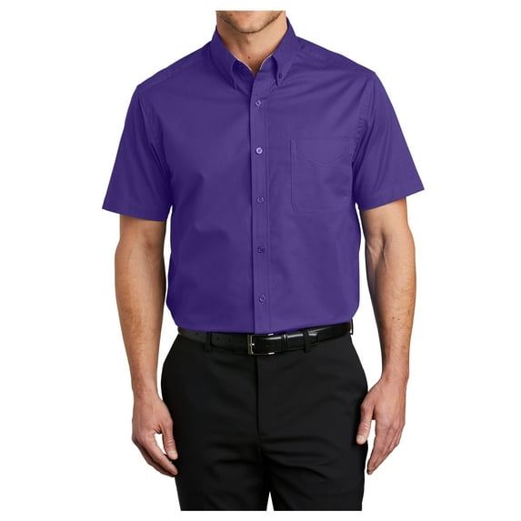 Yellow Rooster Men's Short Sleeve Easy Care Shirt Purple/Light Stone M