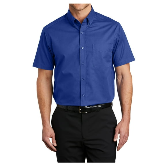 Yellow Rooster Men's Short Sleeve Easy Care Shirt Royal/Classic Navy 5XL