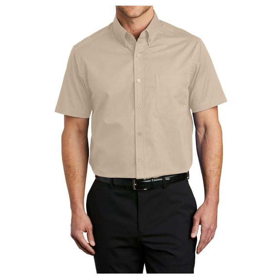 Yellow Rooster Men's Short Sleeve Easy Care Shirt Stone 4XL