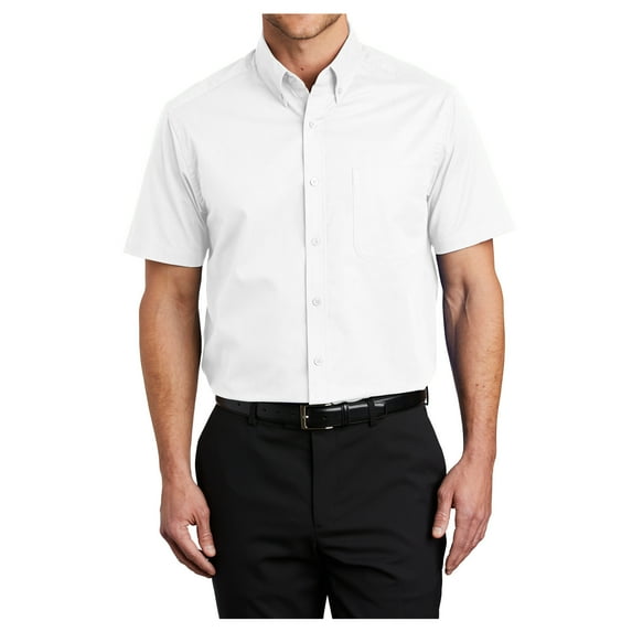 Yellow Rooster Men's Short Sleeve Easy Care Shirt White/Light Stone XS