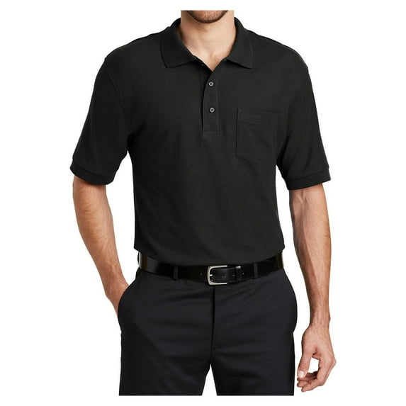 Yellow Rooster Men's Short Sleeve Silk Touch Polo with Pocket Black XL