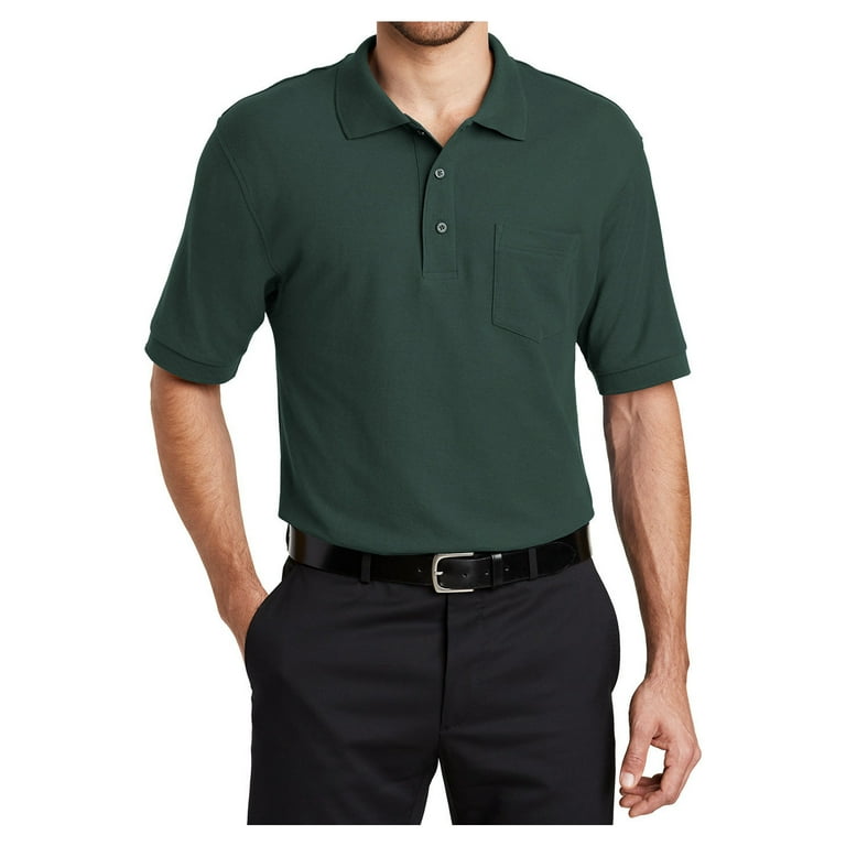 Yellow Rooster Men's Short Sleeve Silk Touch Polo with Pocket Dark