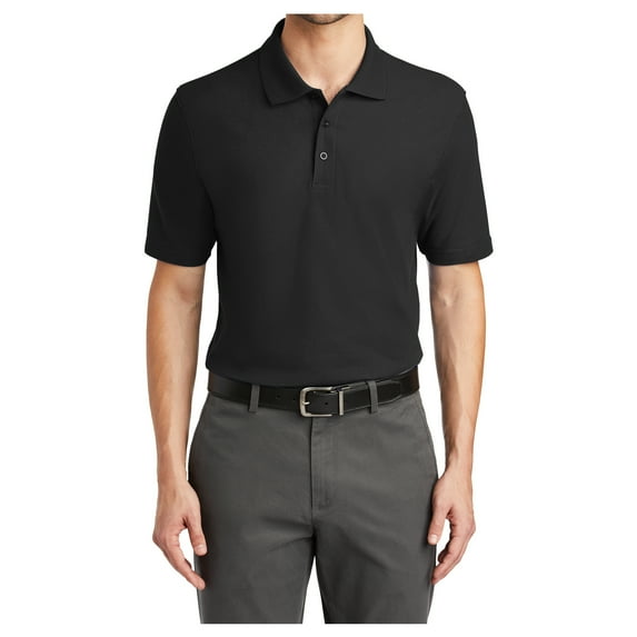 Yellow Rooster Men's Short Sleeve Stain-Release Polo T-Shirts Black 3XL