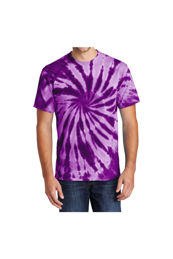 Men's Short Sleeve Tie-Dye Male Cotton T-Shirts Purple 3XL