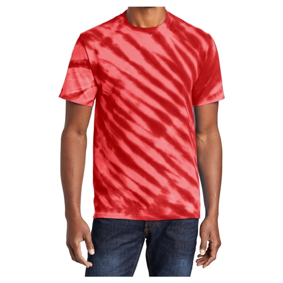 Yellow Rooster Men's Short Sleeve Tiger Stripe Tie-Dye Cotton T-Shirts Red arge
