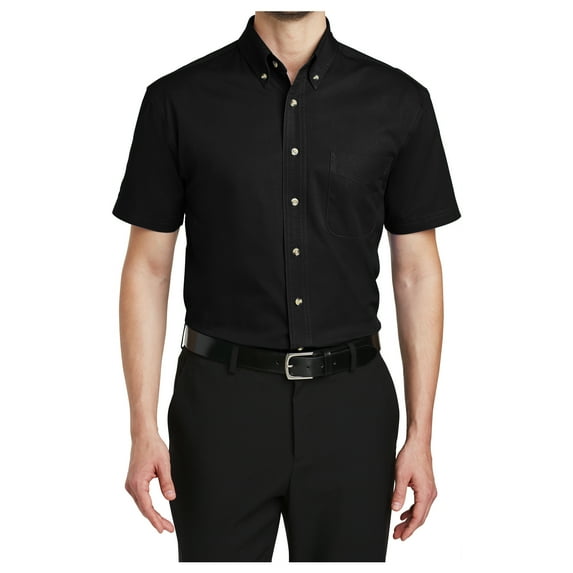 Yellow Rooster Men's Short Sleeve Twill Shirt Black XXL