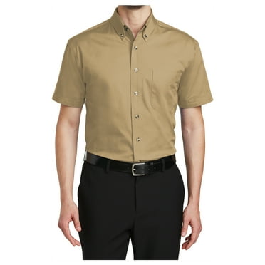 Yellow Rooster Men's Short Sleeve Twill Shirt Khaki XL