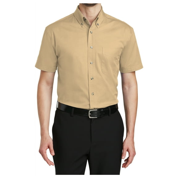 Yellow Rooster Men's Short Sleeve Twill Shirt Stone XS