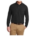 thumbnail image 1 of Yellow Rooster Men's Silk Touch Long Sleeve Polo T-Shirts Black XS, 1 of 6