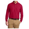 thumbnail image 1 of Yellow Rooster Men's Silk Touch Long Sleeve Polo T-Shirts Red M, 1 of 6