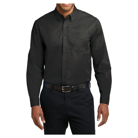 Yellow Rooster Men's Tall Long Sleeve Easy Care Shirt Black/ Light Stone Large Tall