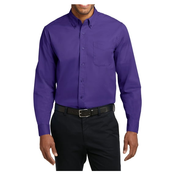 Yellow Rooster Men's Tall Long Sleeve Easy Care Shirt Purple/ Light Stone Large Tall