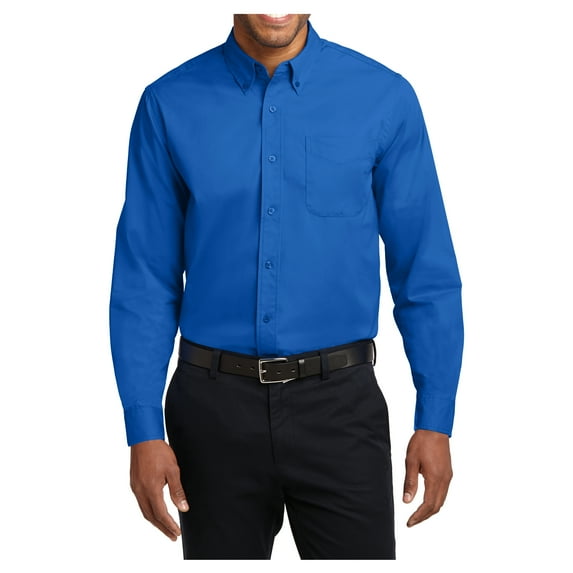 Yellow Rooster Men's Tall Long Sleeve Easy Care Shirt Strong Blue 3X-Large Tall