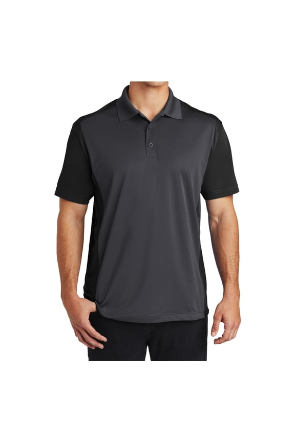 Mens Colorblock Micropique Sport-Wick Polo Iron Grey/ Black 3XL