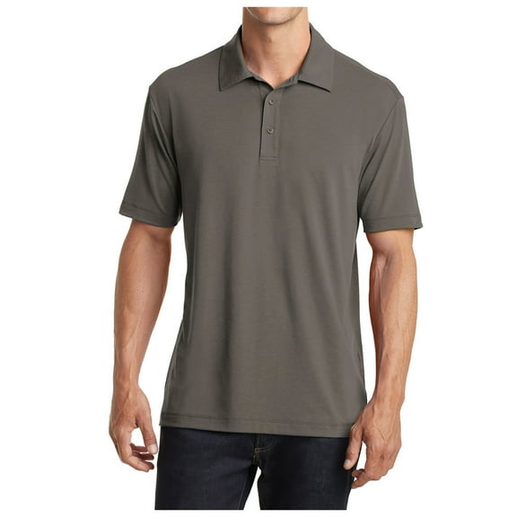 Yellow Rooster Mens Cotton Touch Performance Male Polo Shirt Grey Smoke XS