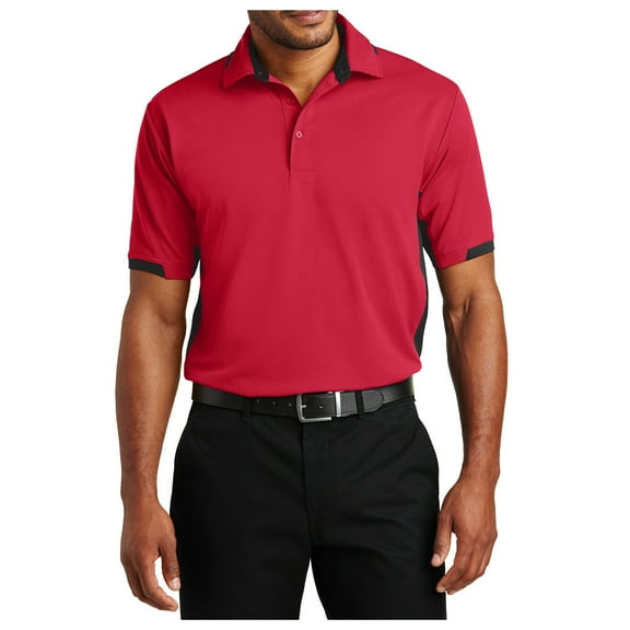 Yellow Rooster Mens Dry Zone Colorblock Ottoman Polo Engine Red/ Black S