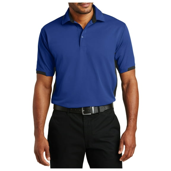 Yellow Rooster Mens Dry Zone Colorblock Ottoman Polo Royal/ Black S