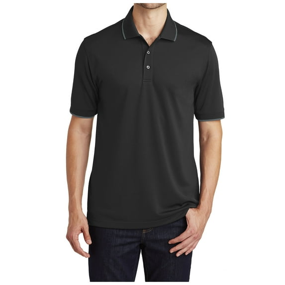 Yellow Rooster Mens Dry Zone UV Micro-Mesh Tipped Polo Deep Black/ Graphite XS