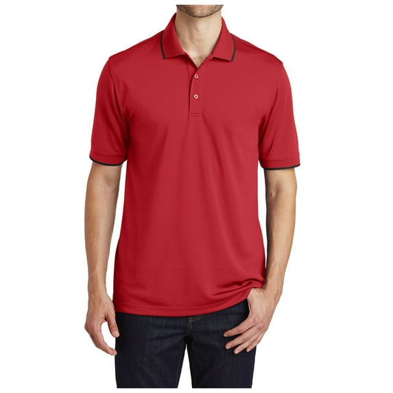 Yellow Rooster Mens Dry Zone UV Micro-Mesh Tipped Polo Rich Red/ Deep Black 4XL