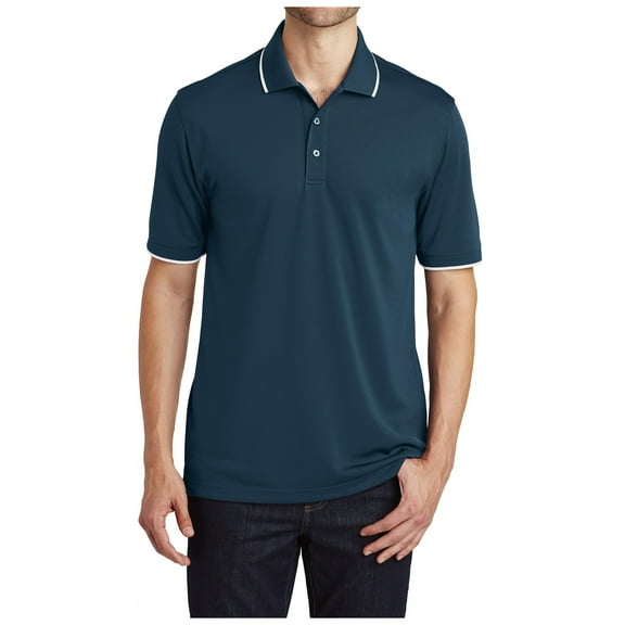 Yellow Rooster Mens Dry Zone UV Micro-Mesh Tipped Polo River Blue Navy/ White XS