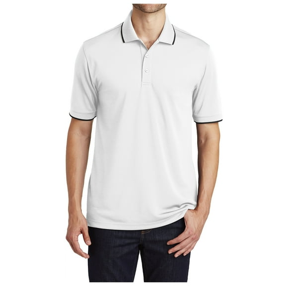 Yellow Rooster Mens Dry Zone UV Micro-Mesh Tipped Polo White/ Deep Black 2XL