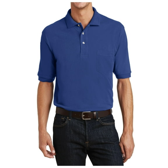 Yellow Rooster Mens Heavyweight Cotton Pique Polo with Pocket Royal XS