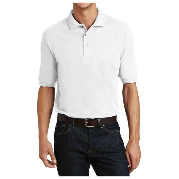 Yellow Rooster Mens Heavyweight Cotton Pique Polo with Pocket White 3XL