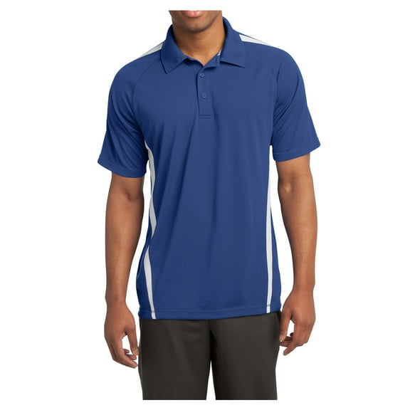 Yellow Rooster Mens PosiCharge Micro-Mesh Colorblock Polo True Royal/ White XL