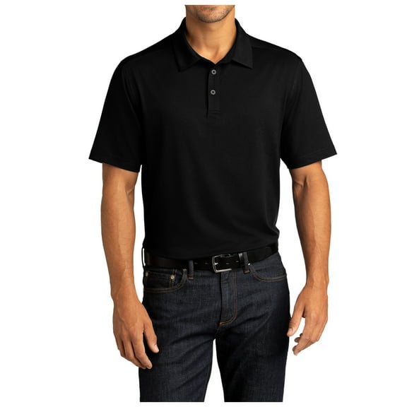 Yellow Rooster Mens Short Sleeve City Stretch Polo Black XS