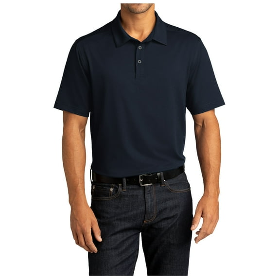 Yellow Rooster Mens Short Sleeve City Stretch Polo River Blue Navy L