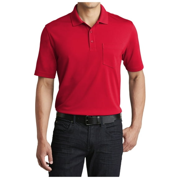 Yellow Rooster Mens Short Sleeve Dry Zone UV Micro-Mesh Pocket Polo Rich Red XL