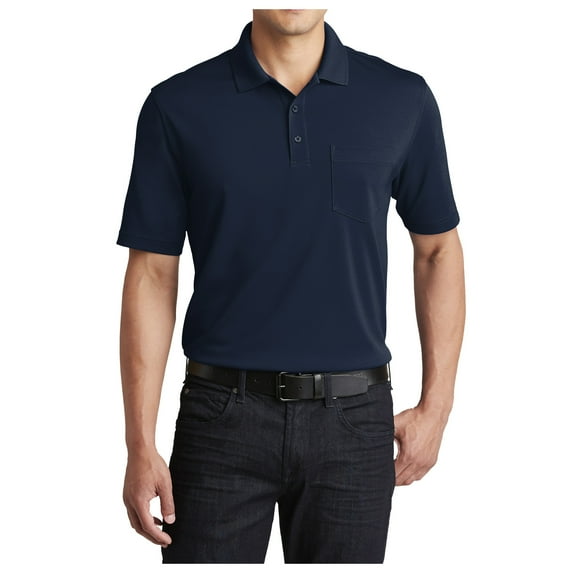 Yellow Rooster Mens Short Sleeve Dry Zone UV Micro-Mesh Pocket Polo River Blue Navy XL