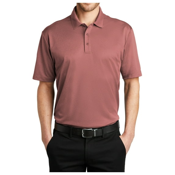 Yellow Rooster Mens Short Sleeve Heathered Silk Touch Polo Garnet Heather 3XL
