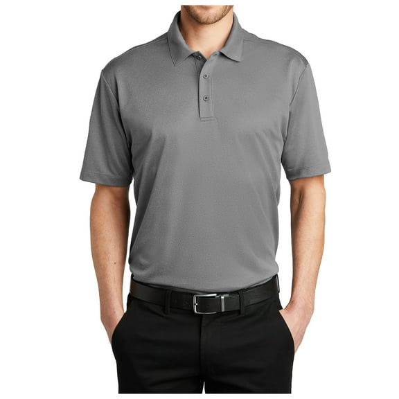 Yellow Rooster Mens Short Sleeve Heathered Silk Touch Polo Shadow Grey Heather M