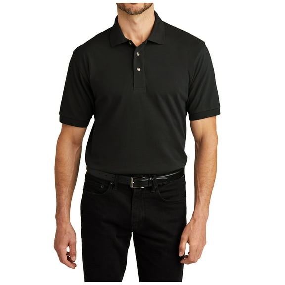 Yellow Rooster Mens Short Sleeve Heavyweight Cotton Pique Polo Black XS