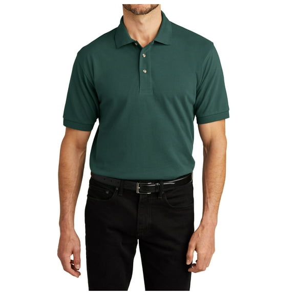 Yellow Rooster Mens Short Sleeve Heavyweight Cotton Pique Polo Dark Green 4XL