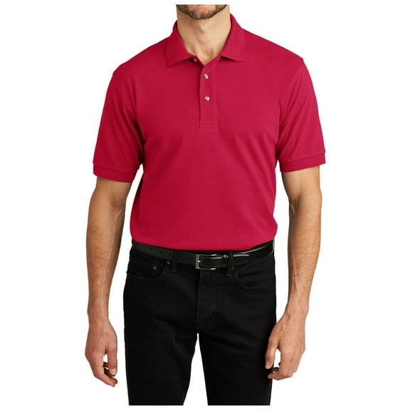 Yellow Rooster Mens Short Sleeve Heavyweight Cotton Pique Polo Red XS