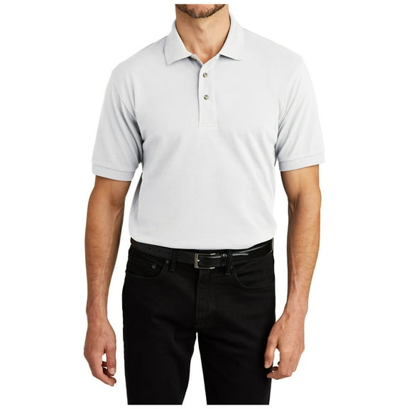 Yellow Rooster Mens Short Sleeve Heavyweight Cotton Pique Polo White XS