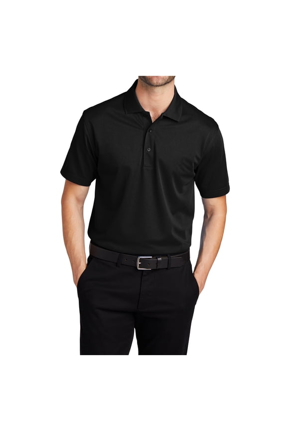 Mens Short Sleeve Moisture Wicking Tech Pique Polo Black L