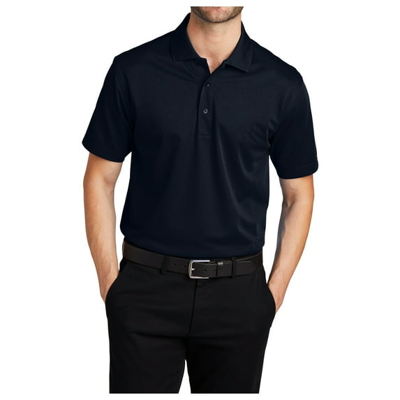 Yellow Rooster Mens Short Sleeve Moisture Wicking Tech Pique Polo Dark Navy XS