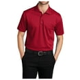 thumbnail image 1 of Yellow Rooster Mens Short Sleeve Moisture Wicking Tech Pique Polo Rich Red XS, 1 of 4