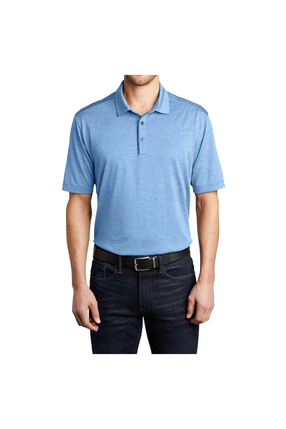 Mens Short Sleeve Shadow Stripe Polo Shirt Carolina Blue XS