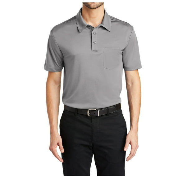 Yellow Rooster Mens Short Sleeve Silk Touch Performance Pocket Polo Gusty Grey 3XL